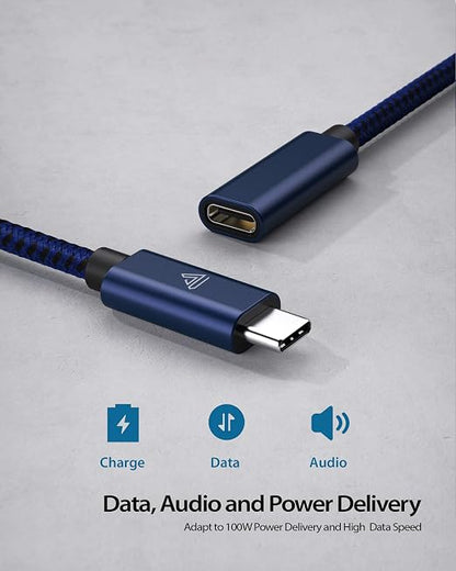 Faracent USB C Extension Cable (20Gbps/240W/3.3Ft), USB 3.2 Type C 3.1 Male to Female Extension Charging & Sync for iPhone Pixel PSVR2 MacBook Air Pro/New iPad Dell XPS Surface Book Blue