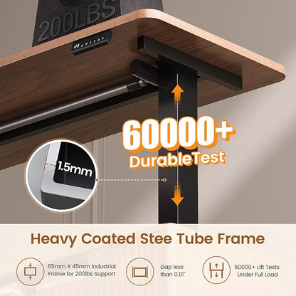 SEDETA L Shaped Electric Standing Desk, 69" x 55" Height Adjustable Office Executive Desk with 4 Drawers and Storage Shelves, Fluted Sit Stand Computer Desk with Power Outlet, Brown