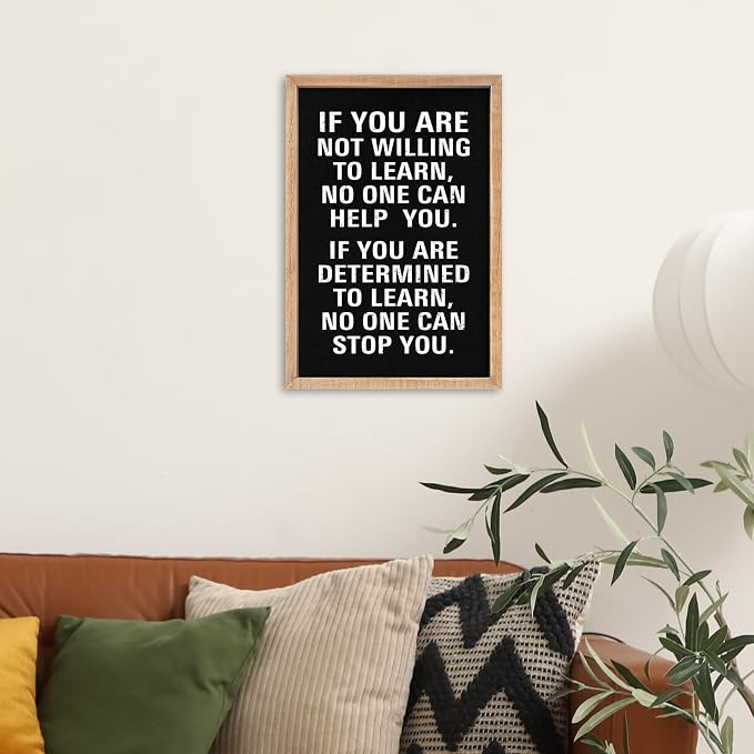 YWJKWLGS Inspirational Learn Quote Wall Art, 11x16 Framed Motivational Sign Office