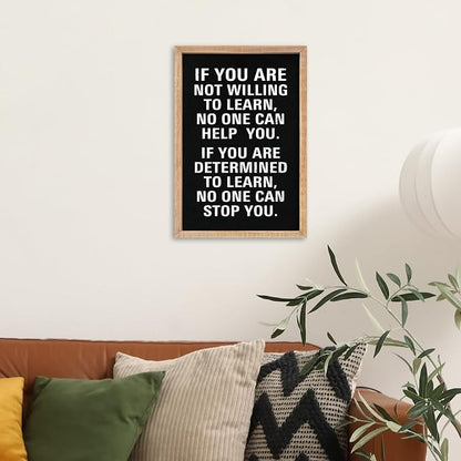 YWJKWLGS Inspirational Learn Quote Wall Art, 11x16 Framed Motivational Sign Office