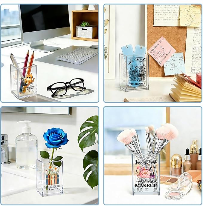 My Ducks Don't Even Know What A Row Is Acrylic Organizer Pencil Pen Holder, Cute Duck Makeup Brush Storage Organizer, Sarcastic Desk Accessories Holder Gifts for Coworker Work Bestie Friend