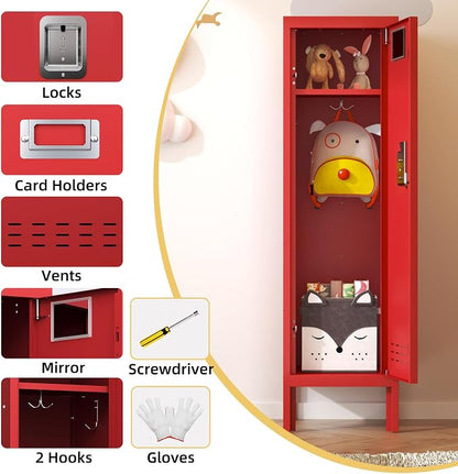 BUTISOW Metal Kids Locker,Metal Cabinet Storage Lockers,Lockable for Employees with Door,54" Height Steel Locker,Lockable Steel Locker for Children's Room, Playroom, School,Gym