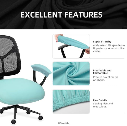 DIVA EN CAMINO DEC Spandex Computer Chair Slipcover with Armrest Covers - Stretchable Desk Office Chair Seat Cushion Covers - Removable Washable Cushion Protectors for Dogs, Cats, Pets