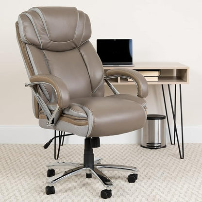 Flash Furniture HERCULES Series Big & Tall 500 lb. Rated Taupe LeatherSoft Executive Swivel Ergonomic Office Chair with Extra Wide Seat
