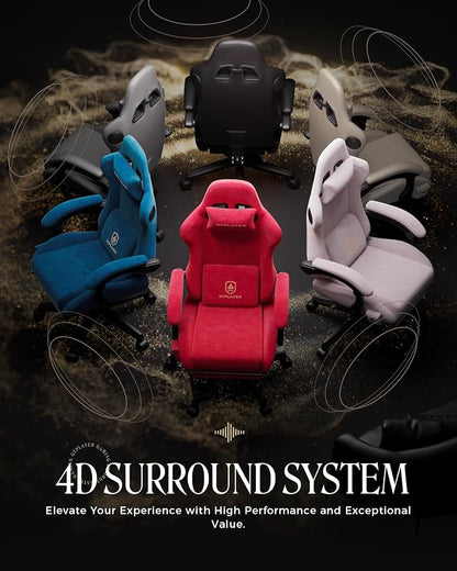 GTPLAYER Gaming Chair with Speakers, Video Game Chairs with Footrest, PC Gamer Chairs for Adults - Padded High Back Ergonomic Reclining Silla Gamer, Linkage Armrest, Ace Pro, Cherry Red（Velvet）