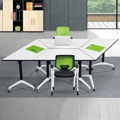 Conference Room Table,Trapezoidal Rolling Splicing Multifunctional Computer Desk for Conference Rooms,Flip Top Training Seminar Table with Silent Locking Wheels,Size:47.2"L*20.4"W*29.5"H( 2Pack)
