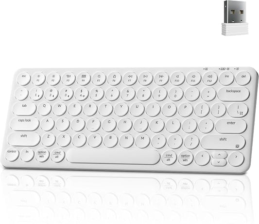 Keychron B3 Pro 75% Ultra-Slim Wireless Keyboard, 2.4GHz, Bluetooth 5.2 / Wired USB Connection, Portable Silent White Bluetooth Keyboard for Mac Windows Linux Tablet Phone