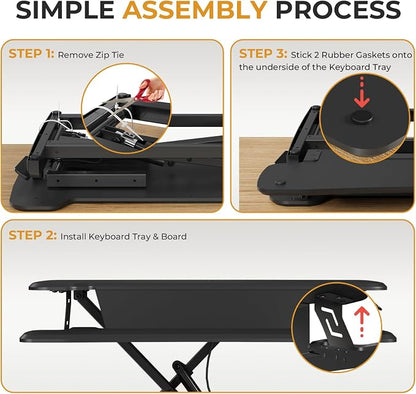 JOY worker Standing Desk Converter, 32" Height Adjustable Sit Stand Up Desk Riser with Keyboard Tray & 6 Fridge Magnets, Desktop Workstation Riser for Home Office Computer Laptop, Black