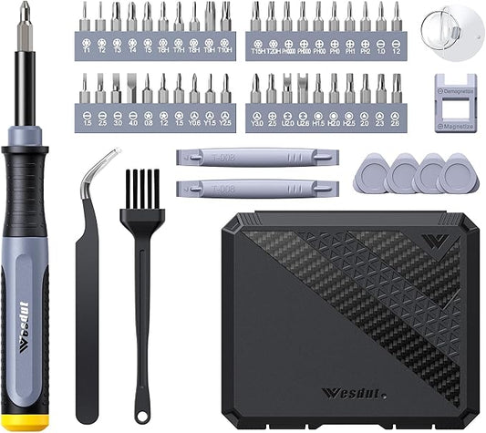 [Updated] Wesdut 52 in 1 Precision Screwdriver Set, [Super Durable] S2 Alloy Magnetic Screwdriver Repair Kit, Portable Mini Electronics Repair Tool for Phone Laptop PC Xbox Switch Watch Eyeglasses