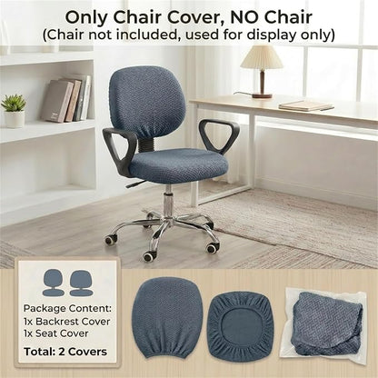 MIFXIN Stretch Computer Office Chair Covers 2 Piece Jacquard Elastic Slipcovers Furniture Protector for Rotating Computer Chairs, Only 1pcs Backrest Cover & 1pcs Seat Cover, NO Chair (Grey Blue)
