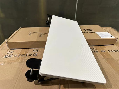 Ergonomics Desk Extender Tray, Suitable for Office. Foldable, Punch-Free Clamp on.Computer Keyborad Tray, Desk Extension Board (25.2"*9.45"(64cm*24cm), White Carbon Fiber)…