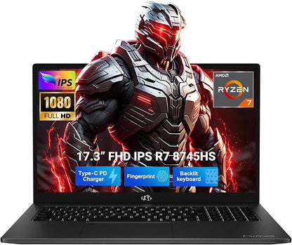 NIMO 17.3" Gaming-Creator-Laptop, 8-Core Ryzen 7 8745HS 32GB RAM 1TB SSD Beat i7-1360P up to 4.9GHz Radeon 780M, USB 4.0 FHD 100W Fast PD for Video Editing, AI Tasks & Remote Streaming, 2-Yr Warranty