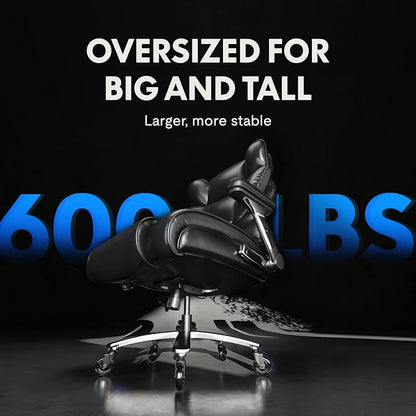 FLEXISPOT 600lbs Big and Tall Office Chair for Heavy People, High Back Heavy Duty Computer Chair with Lumbar Support 2D Armrest, Desk Chairs for Working Gaming Relaxing Cross Legged, PU Leather, Black