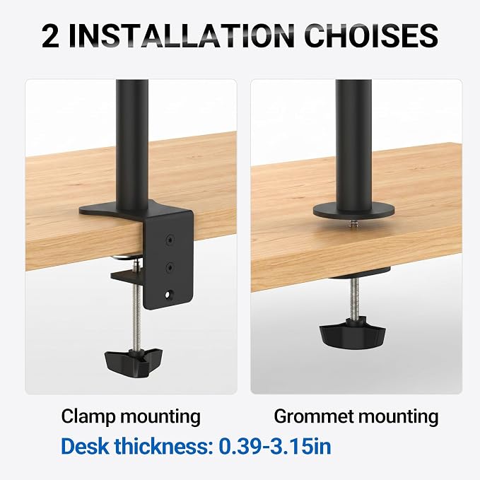 GRIFEMA Monitor Mount for 13-32 in, Dual Monitor Arm, Up to 19.8 Lbs Each | Full Motion Adjustable Height, 360° Rotate, Tilt, Swivel, Easy Install, VESA 75/100 mm, Monitor Stand for Home Office Gaming