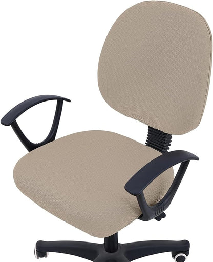 Smiry Stretch Jacquard Office Computer Chair Covers, Removable Washable Universal Desk Rotating Chair Slipcovers Protector, Seat + Backrest Cover, Taupe