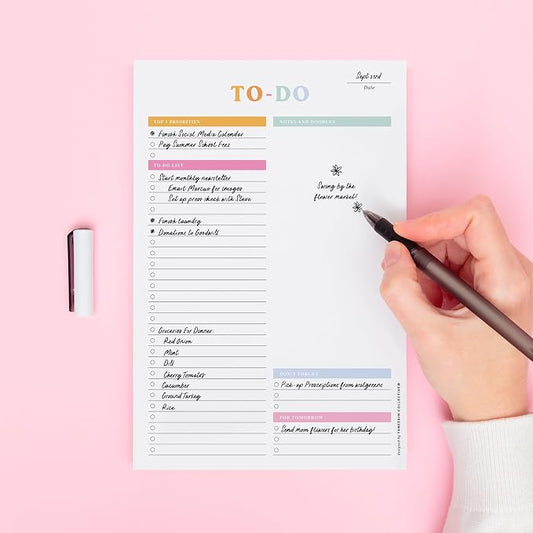 ThreeKin Collective To Do List Planner, Joyous Affair, 6 x 9 in, 50 Sheets, Daily Productivity Tear Off To List Notepad for Work, School & Home