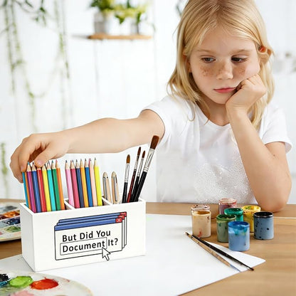 Funny Office Pen Pencil Holder for Desk, Funny HR Gifts for Women, Human Resource Gifts, But Did You Document It Wooden Box Sign Decorations for Home Office Workplace Desk Tabletop