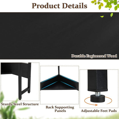 COSTWAY Corner Computer Desk, with USB Ports & Power Outlet, Storage Shelf for Small Space, Triangle Steel Frame Corner Desk for Home Office, Workstation (Black)