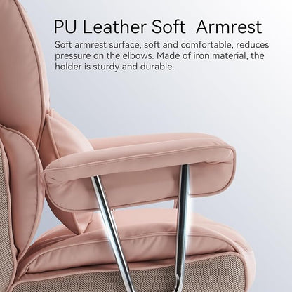 Efomao Big and Tall Office Chair, 400lbs Heavy Duty High Back Executive Chair with 23.6" Extra Wide Seat, PU Leather Desk Chair with Footrest and Padded Armrests, Pink