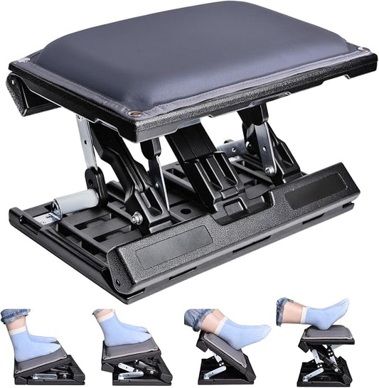 Scalebeard Foot Rest for Under Desk at Work,Height Adjustable Infinite Angle Under Desk Footrest,Ergonomic Foot Stools for Under Office Desk, Height Up to 10.6", Large 15.75" x 12.4" Panel