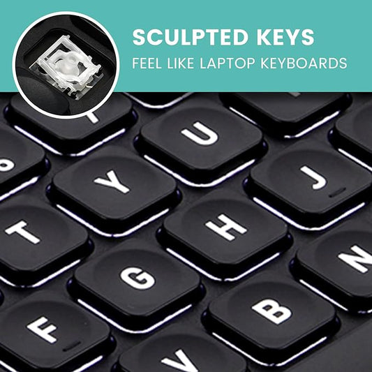 Perixx PERIBOARD-332 Wired Backlit USB Keyboard - Mini 11.22x4.57x0.83 Inches - Slim Scissor Keys with Big Font - White Illuminated LED - US English