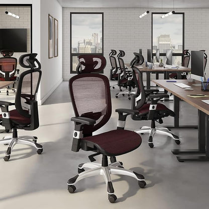 STAPLES Hyken Ergonomic Task Chair, Mesh, Ergonomic, Lumbar Support, Swivel, Maroon