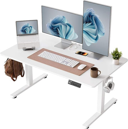 YIHAYO One-Piece Low Height Adjustable Desk, Lifts 18.1-28.3 Inches, Electric Standing Desk for Short People, 40 x 24 Inches Computer Table with Splice Board for Home Office, White