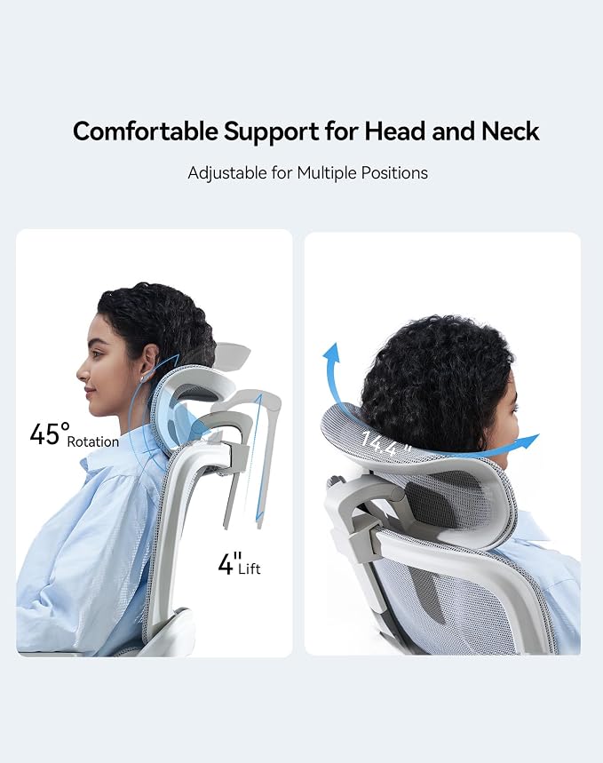SIHOO B100 SE Office Chair, Soft Memory Foam Desk Chair with Adaptive Lumbar Support & 2D Flip-up Armrests, 135° tilt Computer Chair for Home Office, White
