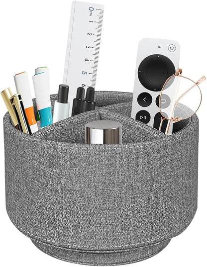 Pen Holder for Desk Organizers and Accessories, 360 Swivel TV Remote Control Holder for Table, Nightstand Organizer Caddy for Office Supplies/ Media Controllers, Bedside Decorations for Living Room