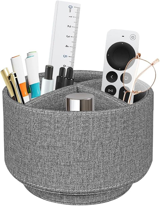 Pen Holder for Desk Organizers and Accessories, 360 Swivel TV Remote Control Holder for Table, Nightstand Organizer Caddy for Office Supplies/ Media Controllers, Bedside Decorations for Living Room