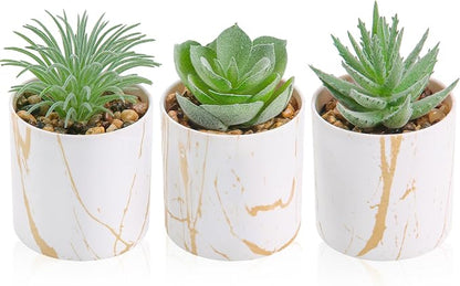 Der Rose 3 Pack Small Fake Plants Succulents Plants Artificial in Pots for Home Office Desk Decor for Women