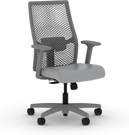 HON Ignition 2.0 ReActiv Ergonomic Office Chair, Mesh Desk Chair with Lumbar Support, Synchro‑Tilt Recline, Height and Width Adjustable Arms, Swivel Wheels, Titanium Frame, Steel