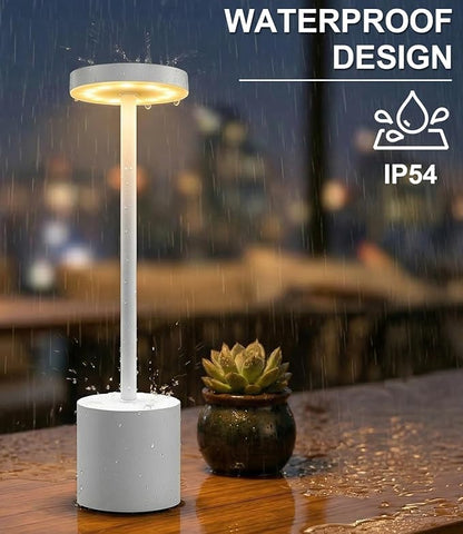 Swinerton White Rechargeable Cordless Table Lamps Set, 5000mAh Battery Powered Wireless Table Light, Portable LED Desk Lamp, 3 Color Dimmable Lighting for Restaurant Dining Patio Outdoor Bedroom
