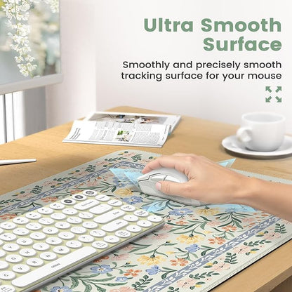iCasso Green Desk Pad Mat, Large Mouse Pad and Keyboard Wrist Rest Set, Desk Protector Mat,4in1 Ergonomic Carpal Tunnel Keyboard Pad with Wrist Support for Desktop Cover Home Office Computer