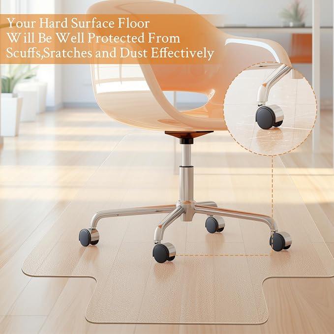 KMAT Office Chair Mat,Easy Glide Hard Wood Tile Floor Mats,Chair Mat for Home Office Rolling Chair,Heavy Duty Floor Protector -36"x48" with Lip