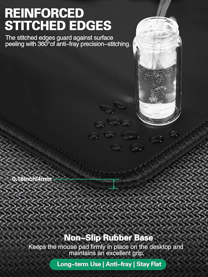 Mouse Pad, Office Desk Mat, Large Gaming Mousepad with Superior Micro-Weave Cloth, XXL Desk Pad with Stitched Edges, Non-Slip, Waterproof Writing Keyboard Pad for Gamer, Laptop, Work & Home