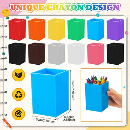 Ctosree 12 Pack Crayon Holder for Classroom Back to School Supplies Rainbow Colors Pencil Holder Acrylic Crayon Organizer for Supplies Gifts Student Desk Organizer