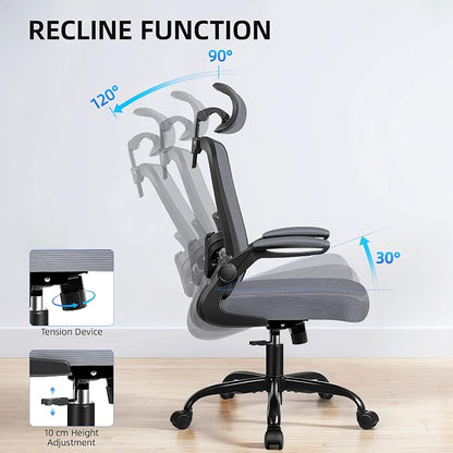 FelixKing Office Chair, Desk Chair with Adjustable Lumbar Support, Ergonomic Computer Chair with High Back and Armrest, Adjustable Height Gaming Chair Home Office Swivel Chair(Dark Gray)