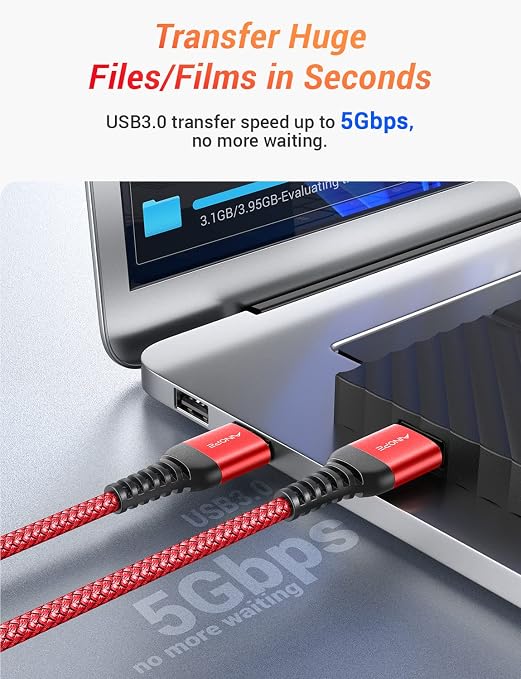 AINOPE USB to USB Cable, 6.6FT*1Pack USB 3.0 A to A Male to Male Cable [Never Rupture] Double End Type A Cord for Data Transfer, Compatible with Hard Drive Enclosures, Laptop Cooler, KVM, DVD Player