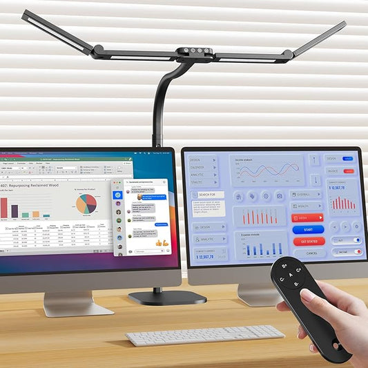 Omorepa 4 Light Bar Design Goose-Neck Architect Desk Lamp with Base,24W Bright Led Tall Overhead Desk Light for Home Office,Eye Care Reading Table Light for Desktop Working,Drafting,Reading