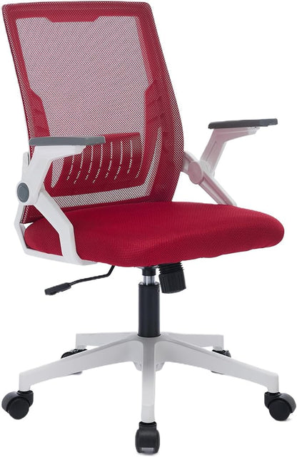 Ergonomic Office Chair with Flip-Up Arms, Small Desk Chair with Breathable Mesh Back, Home Office Desk Chair that Saves Space, Compact Swivel Computer Chair