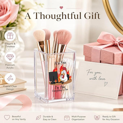 It'S Fine I'm Fine Acrylic Cosmetic Pencil Pen Holder Cup Funny Coworker Gifts Best Coworker White Elephant Gifts Funny Office Desk Decor Acrylic Decoration