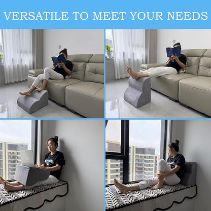 Foot Rest for Under Desk at Work.Multifunctional 3-Tier Foot Stool,with Washable Footrest.for Under Desk,Office Chair Gaming Chair & Sofa,Leg Elevation Pillow,Supports Posture-Light Grey