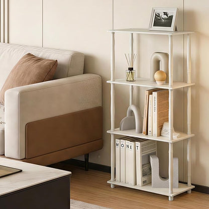 Furinno Turn-N-Tube Storage Shelves, 4-Tier Open Frame Book Shelf, Standing Corner Shelf, Toolless Open Shelves, Classic Tubes, for Organization and Storage, Living Room, Home Office, White