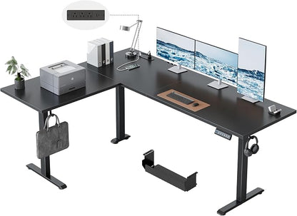 Klicelor L Shaped Standing Desk 63 x 48 Inch,Electric Height Adjustable Corner Desk with Cable Management & Power Outlets, Ergonomic Sit Stand Up Computer Table for Home Office,Black