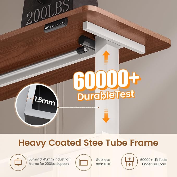 SEDETA Farmhouse L Shaped Electric Standing Desk, 69" x 55" Height Adjustable Office Executive Desk with 4 Drawers and Storage Shelves, Sit Stand Computer Desk with Power Outlet, White and Brown