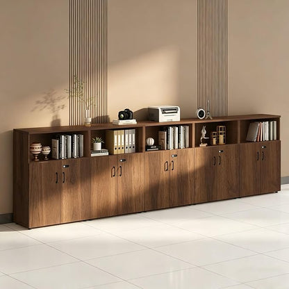 File Cabinet with Password Lock, Wood Lateral Filing Cabinet for Letter/A4 Files, 3 Drawer with Door, Printer Stand with Open Shelves for Home Office