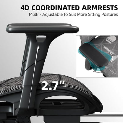 Office Chair with 3D Adjustable Lumbar Support,Ergonomic Computer Chair,Adjustable Headrest and Armrests, 400lbs Capacity,Tilt-Swivel,Premium Mesh Desk Chair for Office,Home & Gaming (Dark Gray)