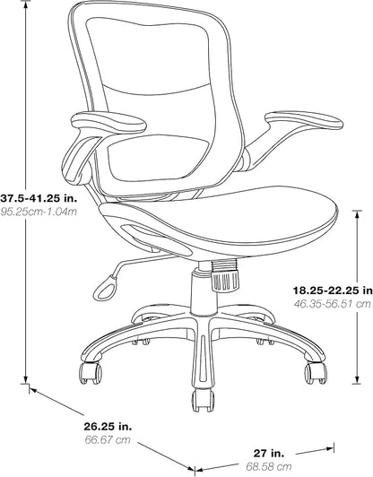 Office Star Riley Ventilated Manager's Office Desk Chair with Breathable Mesh Seat and Back, Black Base with Black
