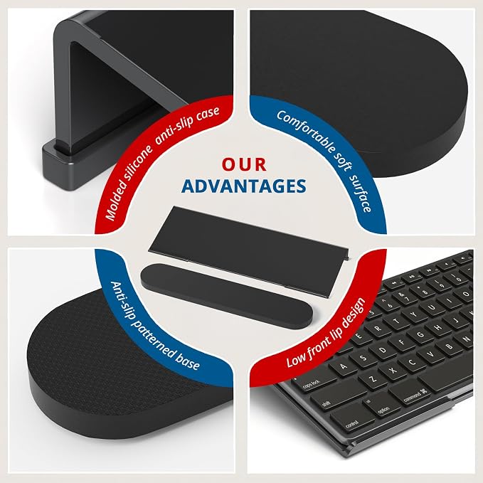 KOTEMON Acrylic Tilted Computer Keyboard Stand for Ergonomic Typing, Keyboard Tray Holder with Silicone Non-Slip Case, Black